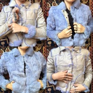 Reversible lavender rabbit fur jacket